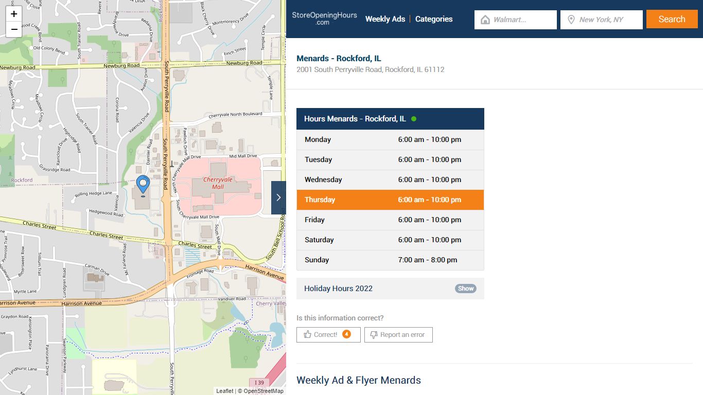 Menards - Rockford, IL - Hours & Weekly Ad - Store Opening Hours